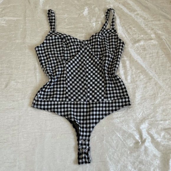 Dynamite black and white gingham snap closure bodysuit - Picture 2 of 9